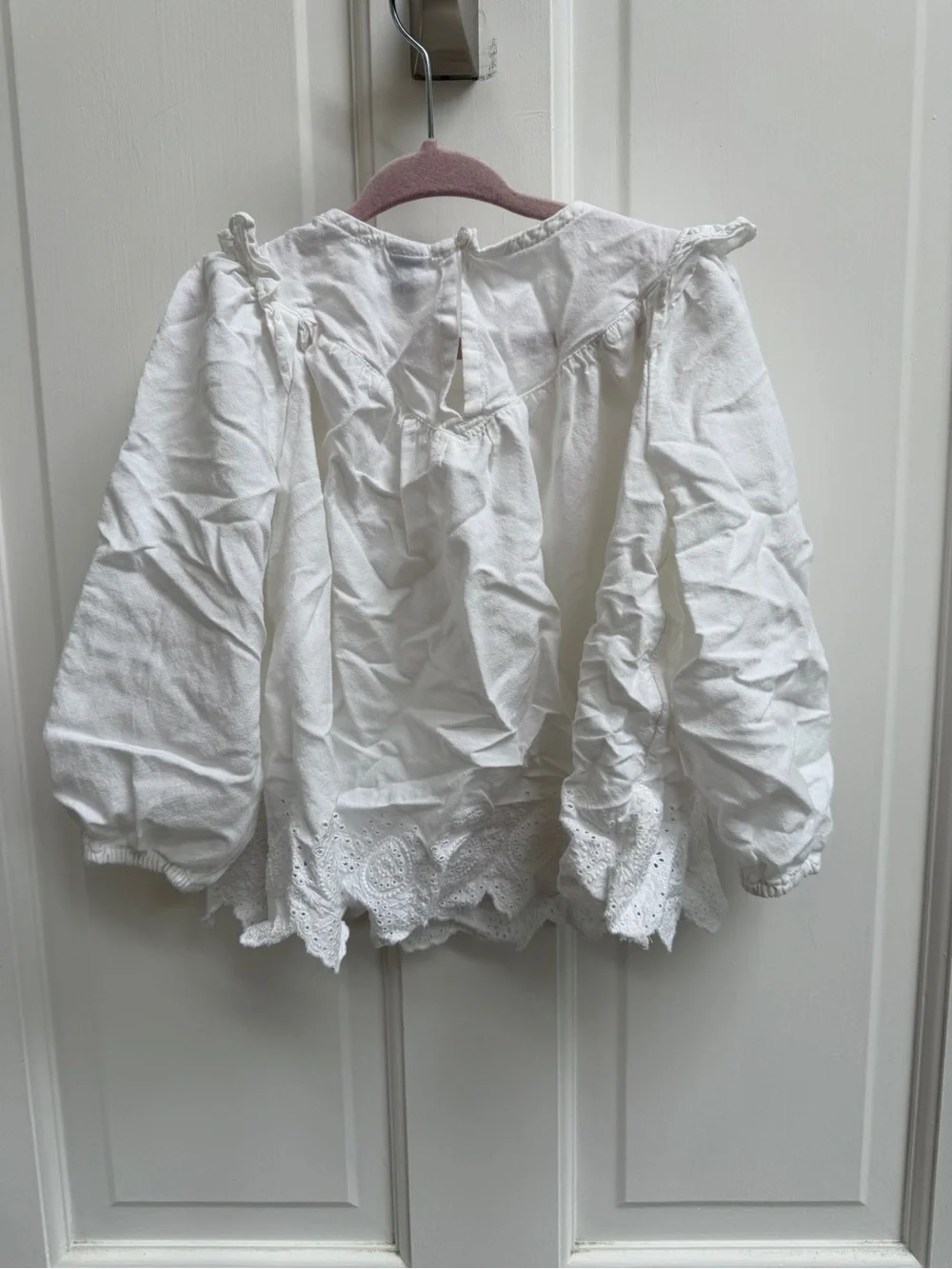 Old Navy 4T Girls White Eyelet Peasant Long Sleeve Blouse Top Shirt